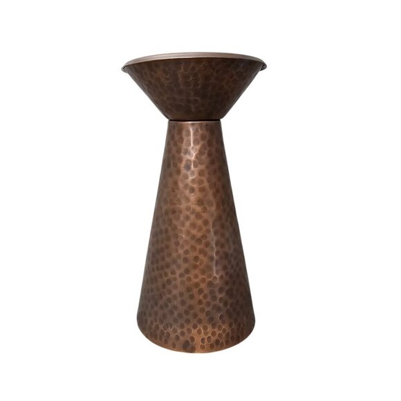 Matte Finish Copper Hammered Pedestal Pillar Candle Holder - Picture 1 of 5